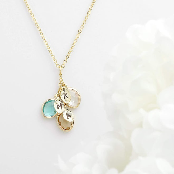 MignionandMignion Personalized Birthstone And Initial Necklace