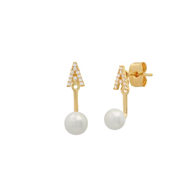 Pearl And CZ Monogram Ear Jacket