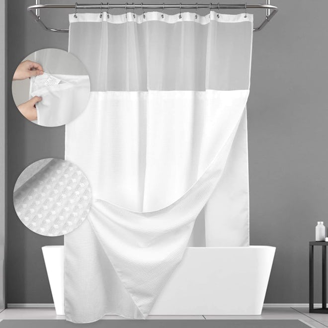 N&Y HOME Shower Curtain with Snap-in Fabric Liner