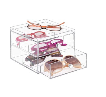 mDesign Stackable Plastic Eye Glass Storage