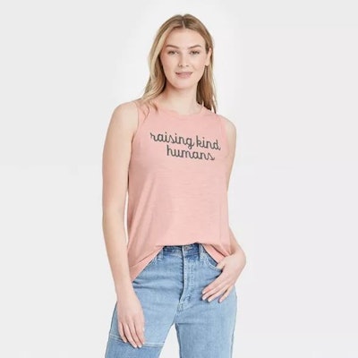 Women's Mother's Day Raising Kind Humans Graphic Tank Top - Rose