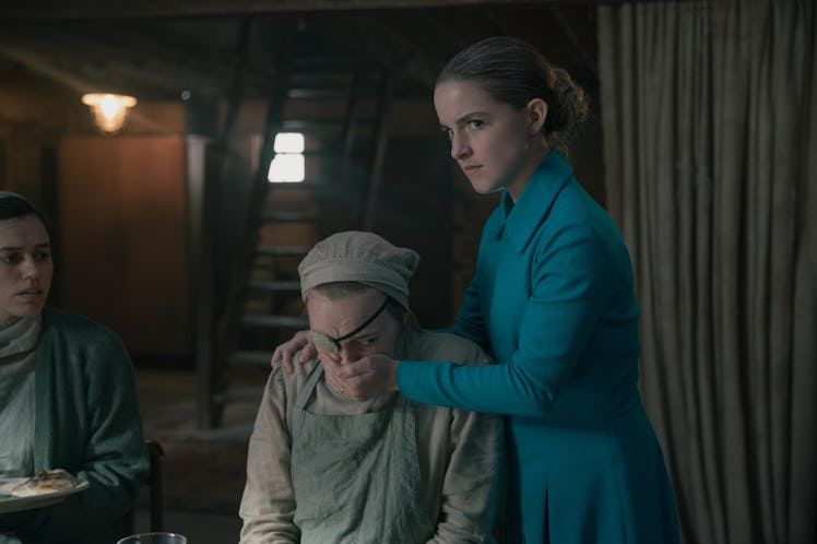 Madeline Brewer as Janine and Mckenna Grace as Mrs. Keyes in The Handmaid's Tale