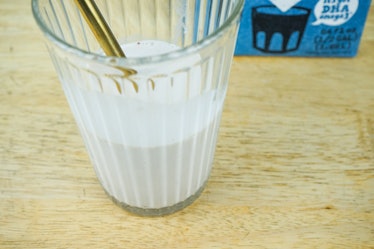 Om mushroom supplement milkshake glass