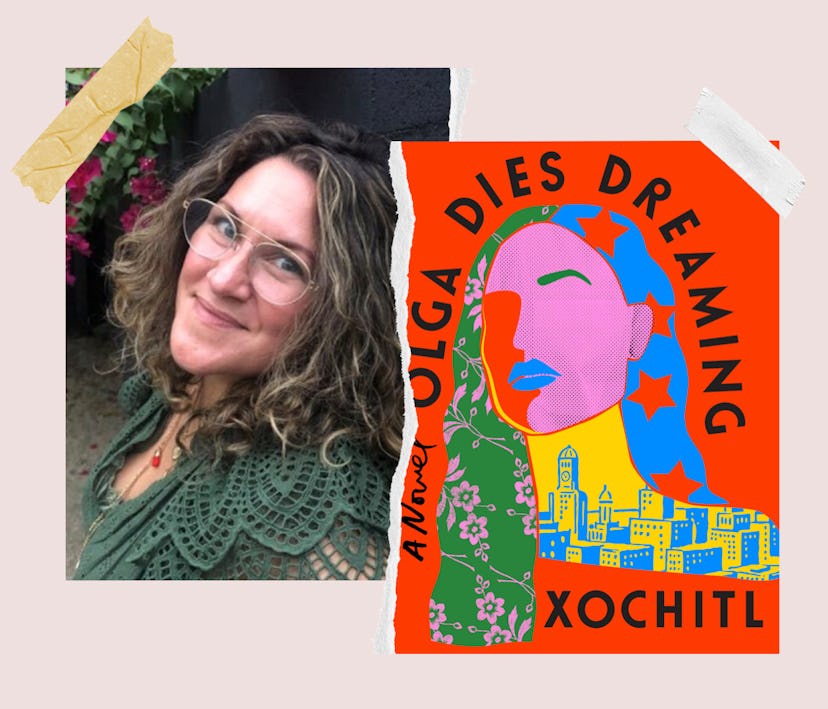 Author Xochitl Gonzalez and the cover of her book 'Olga Dies Dreaming.'