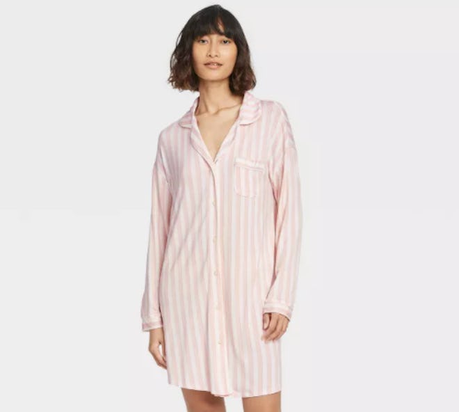 Stars Above Pink Striped Nightgown