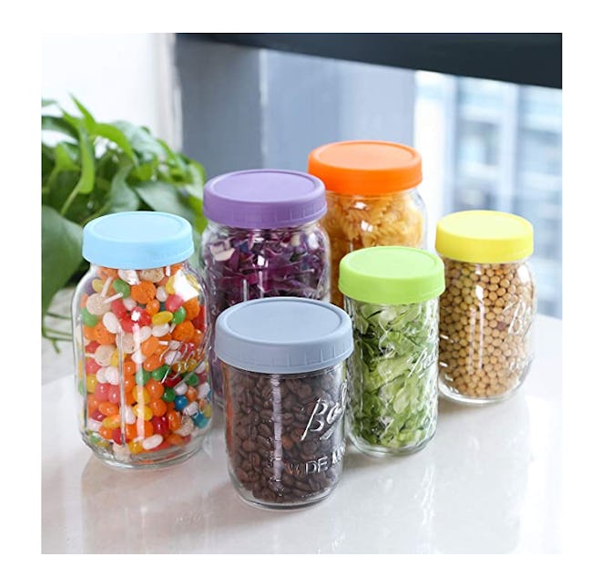 Aozita Colored Plastic Mason Jar Lids (12-Pack)