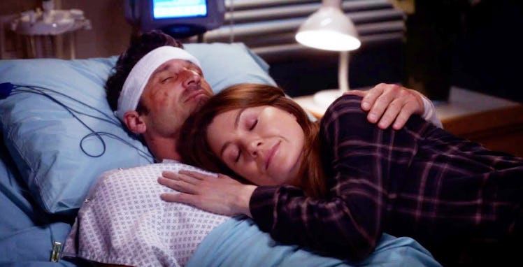 Patrick Dempsey as Derek Shepherd and Ellen Pompeo as Meredith Grey in Grey's Anatomy.