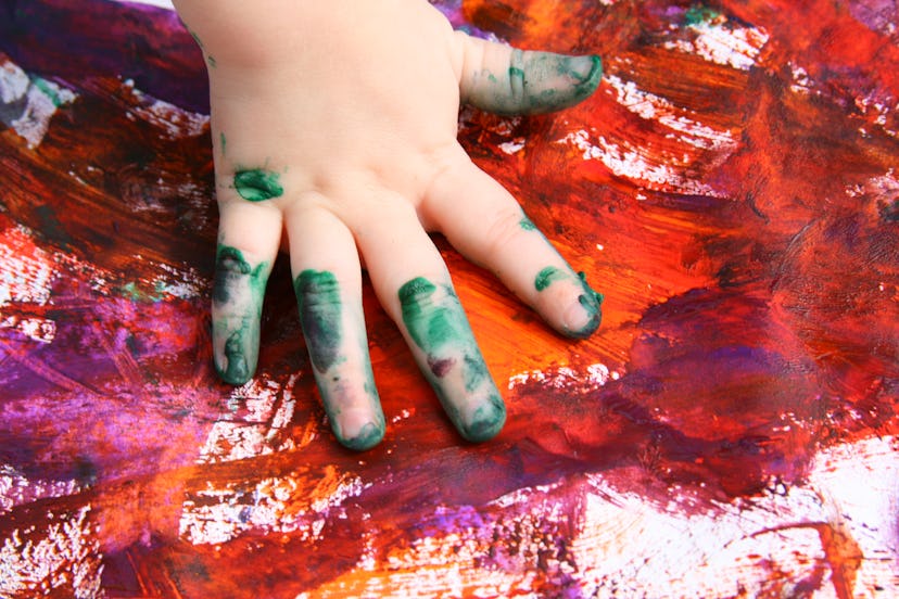 a toddler's finger-painting project  is a great DIY mother's day gift idea 