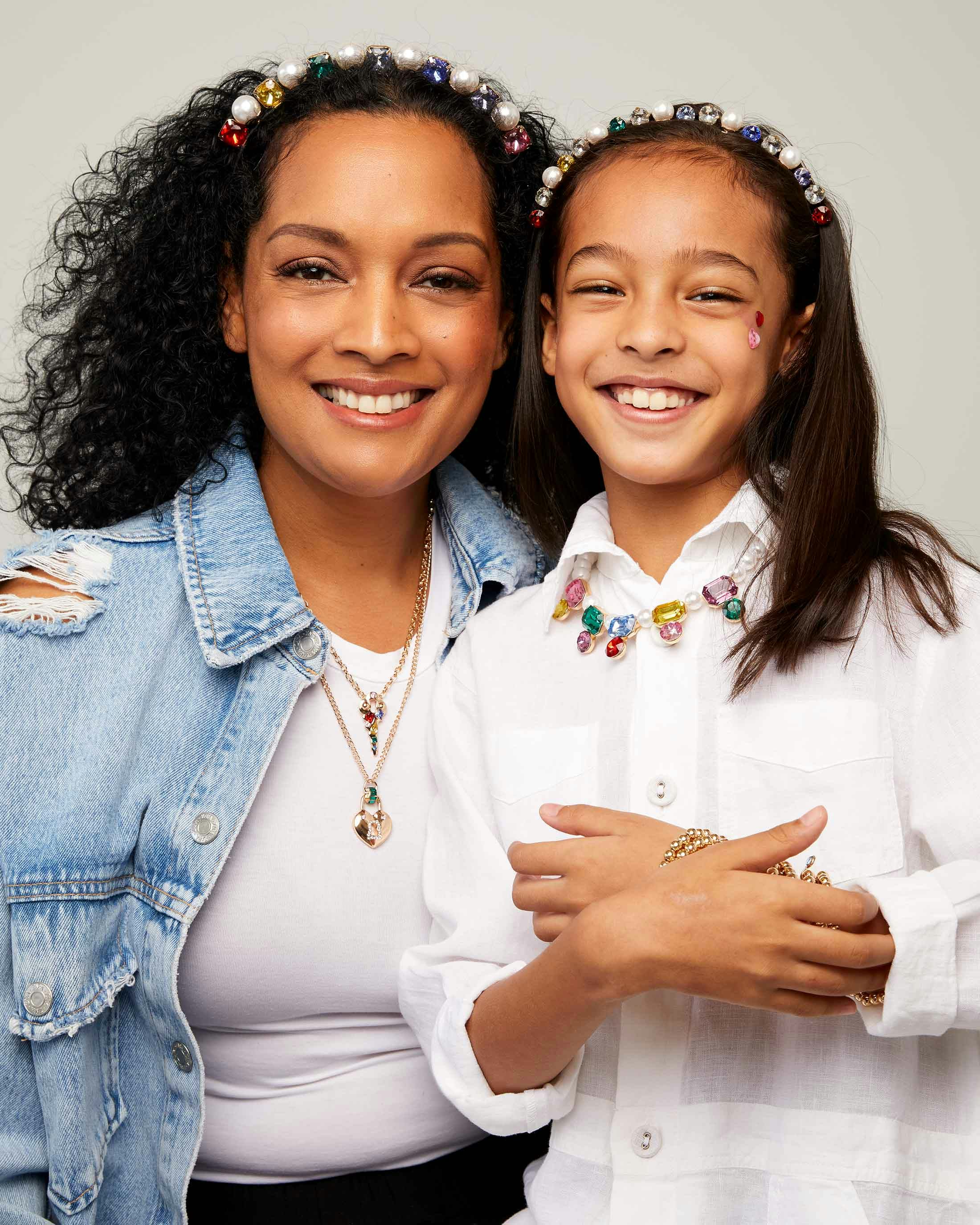 Models wearing accessories from the new Super Smalls x Anthroplogie Mommy & Me collaboration.