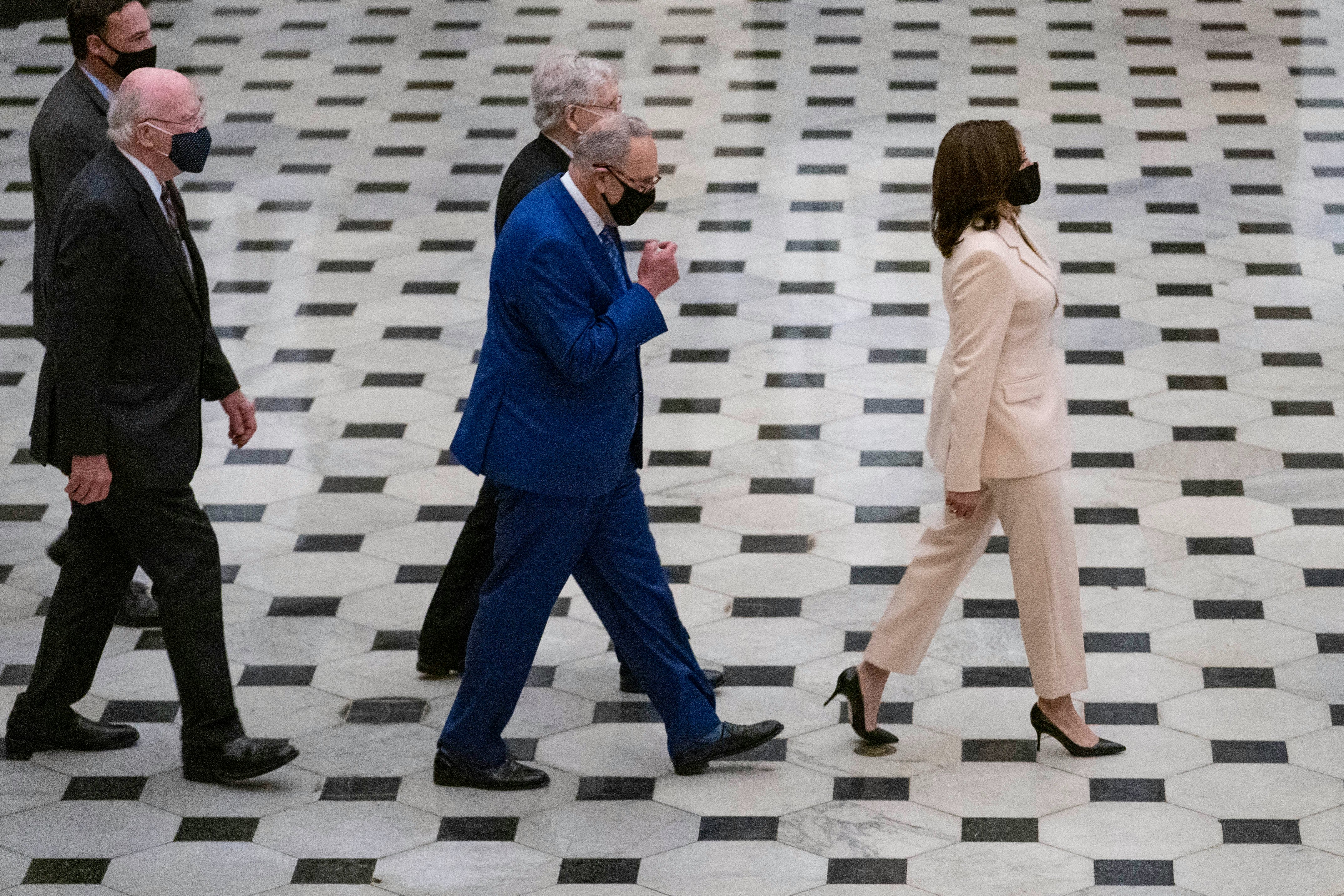 Kamala Harris Wore A Prabal Gurung Pantsuit With Pearl Jewelry