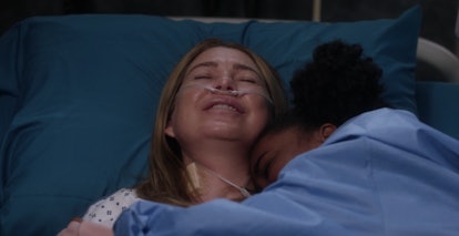 Ellen Pompeo as Meredith Grey and Aniela Gumbs as Zola in Grey's Anatomy Season 17.