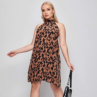 Floerns Halter Neck Sleeveless Print Dress