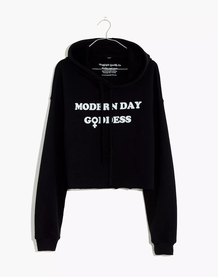 Modern Day Goddess Graphic Cropped Hoodie Sweatshirt