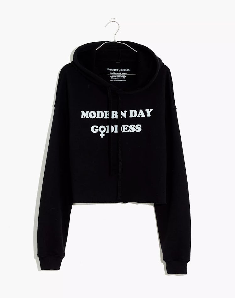 Modern Day Goddess Graphic Cropped Hoodie Sweatshirt