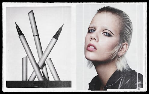 zara beauty eyeliner and a model wearing graphic black liner