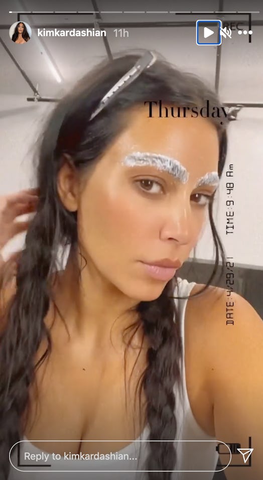 a selfie of kim kardashian with bleach on her brows