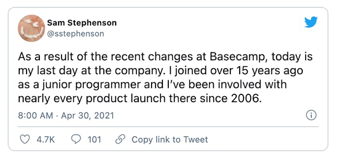 Employees at software company Basecamp have been resigning en-masse following controversial new poli...