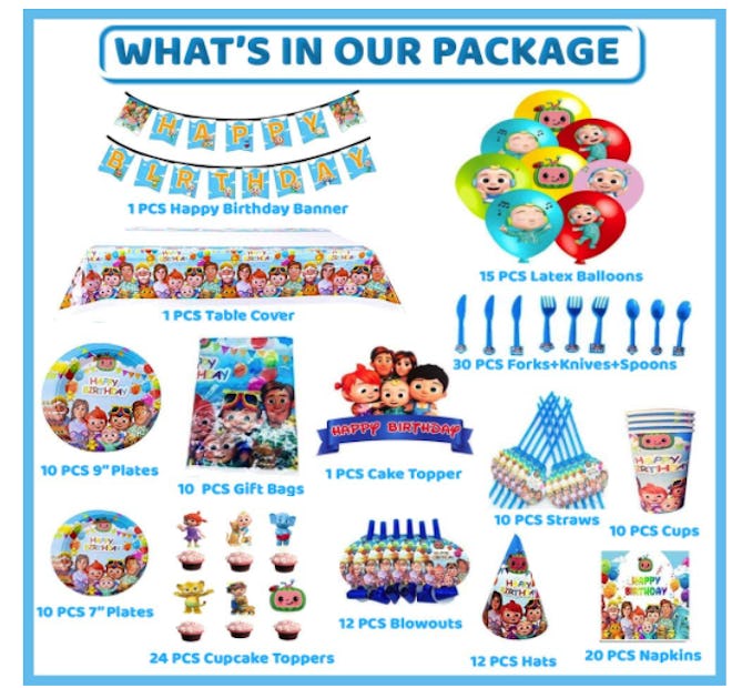 169 PCS Cocomelon Birthday Party Supplies