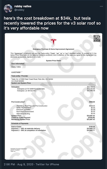 here’s the cost breakdown at $34k,  but tesla recently lowered the prices for the v3 solar roof so i...