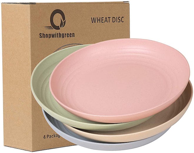 Shopwithgreen Unbreakable Wheat Straw Plates (Set of 4)
