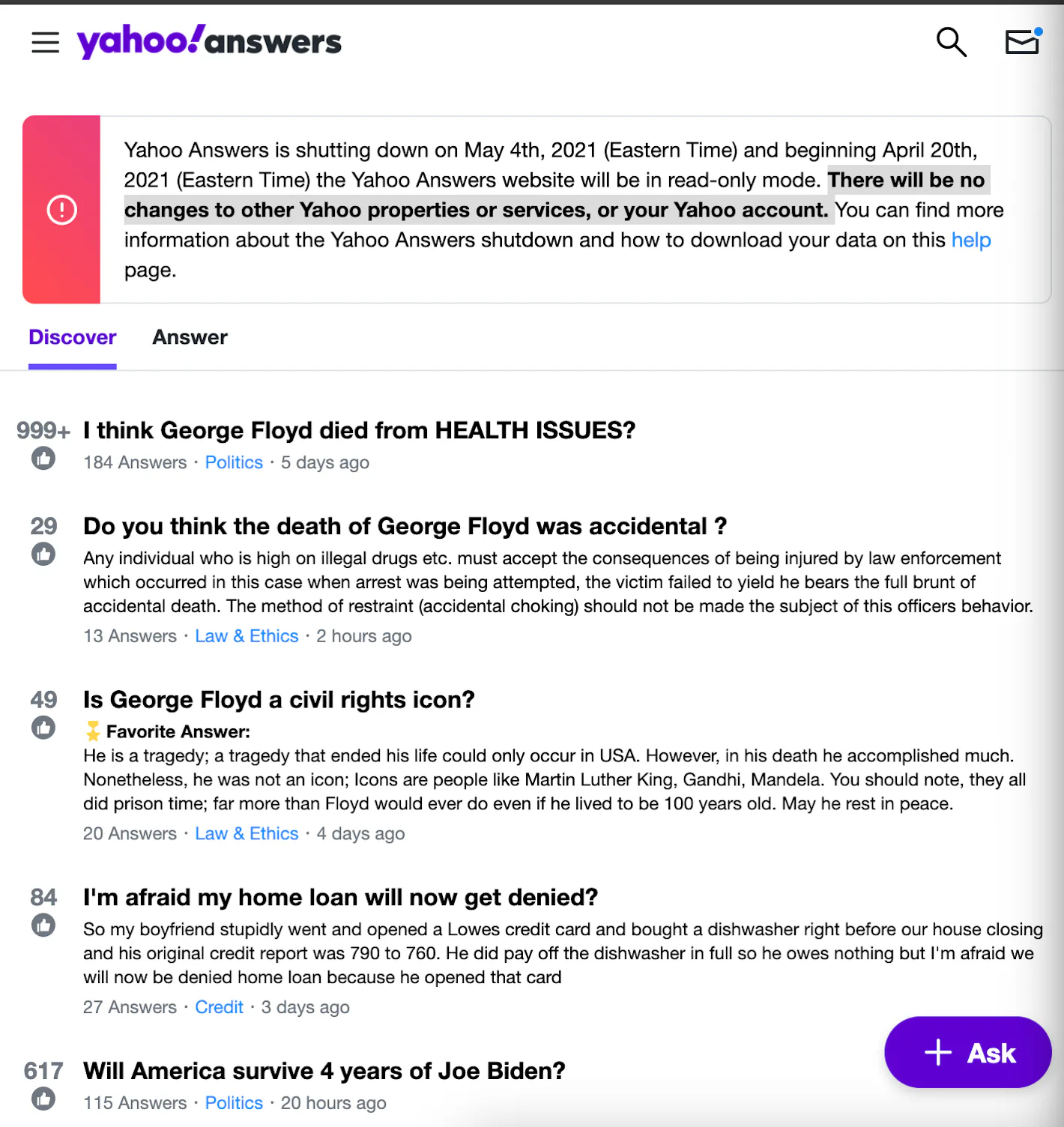 Yahoo Answers is shutting down on May 4