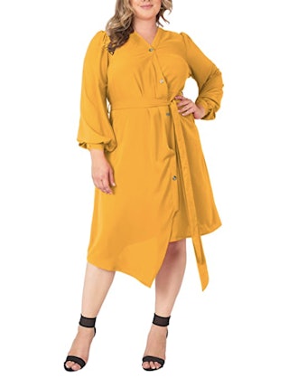 Standards & Practices Plus Size Button-Up Wrap Dress 