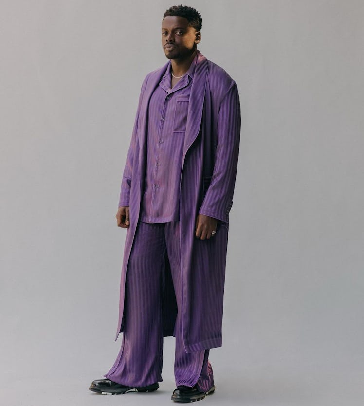 Daniel Kaluuya purple robe and pajamas SAG Awards