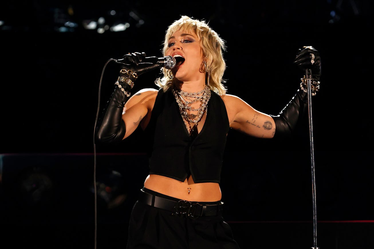 Miley Cyrus performed Queen covers and her own hits for the NCAA's men's Final Four.