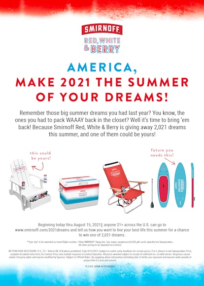Smirnoff's Summer of 2,021 Dreams giveaway includes so many sweet prizes. 