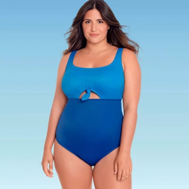 Miracle Brands Blue Slimming Control Colorblock Cut Out One Piece Swimsuit - Beach Betty