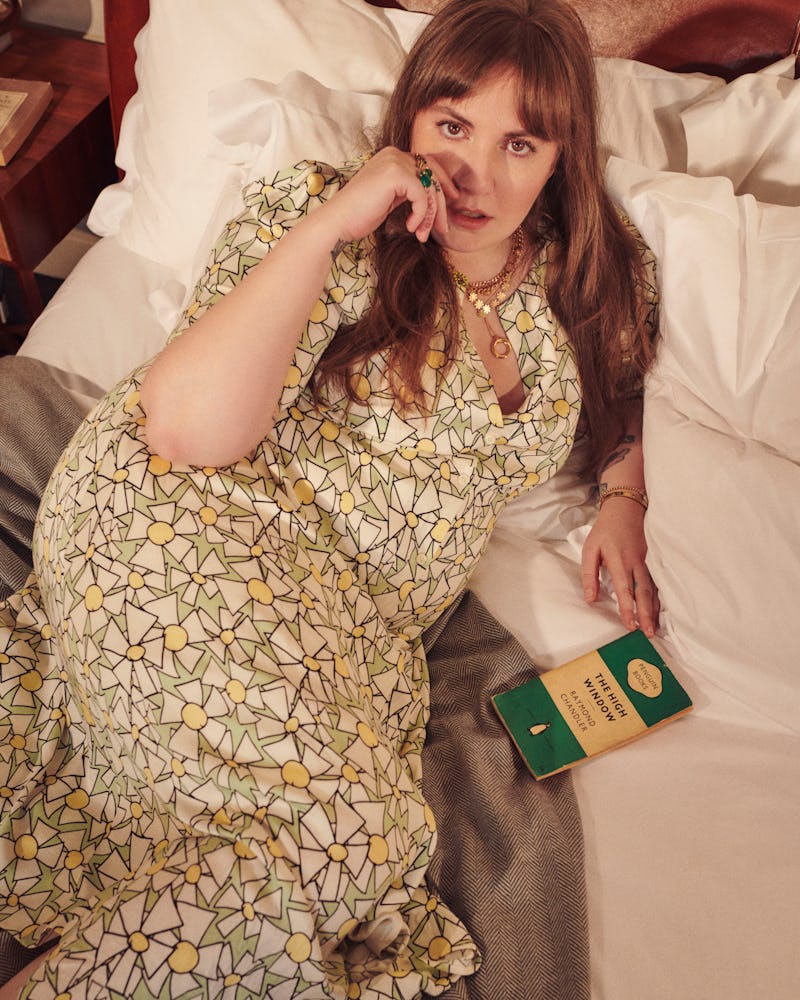 Lena Dunham wears a dress from her clothing line collaboration with plus-size designer brand and onl...