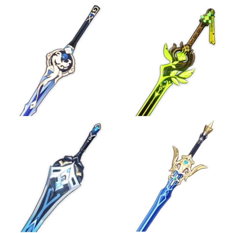 Leaked Genshin Impact Weapons Shattered Star, One Side (Bottom) Boreas Precocity, Freedom Sworn