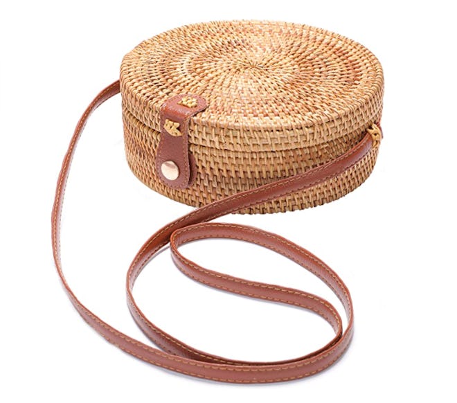 XMLMRY Handwoven Round Rattan Bag