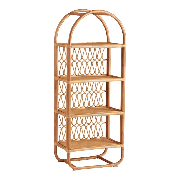 Tall Natural Rattan Arched Nylah Bookcase