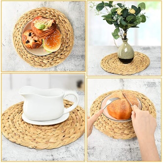 COYMOS Round Woven Placemats (Set of 4)