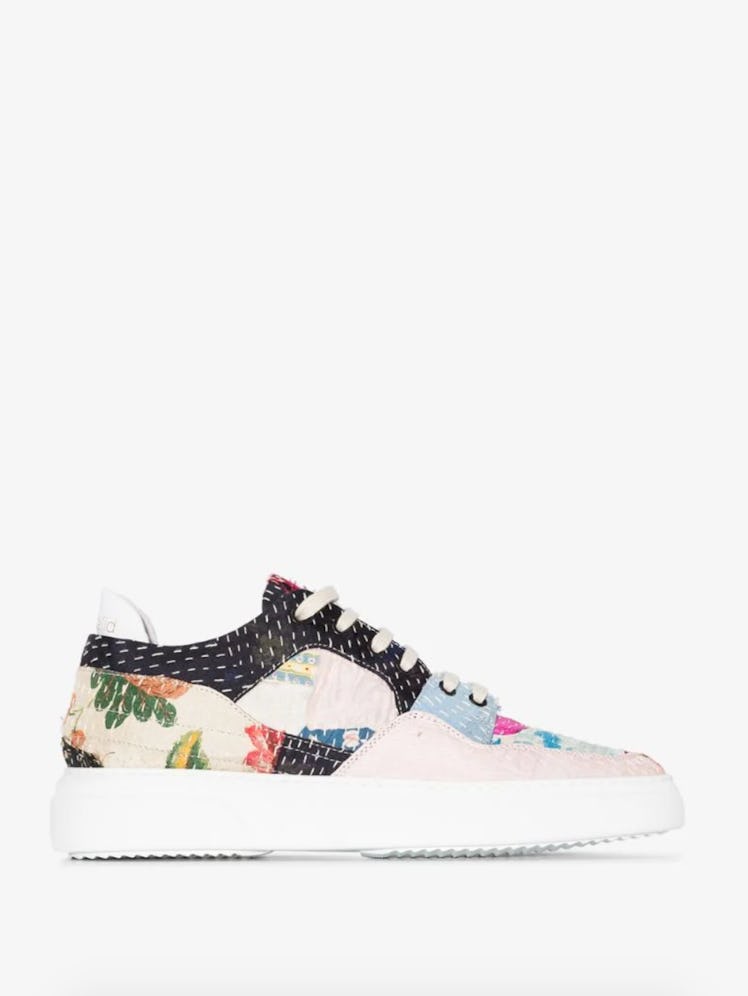 Multicolored Patchwork Low Top Leather Sneakers