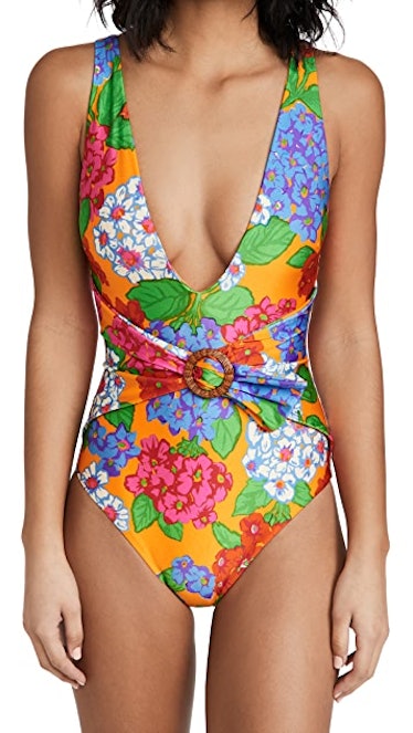 Riders Buckle Plunge One Piece Swimsuit