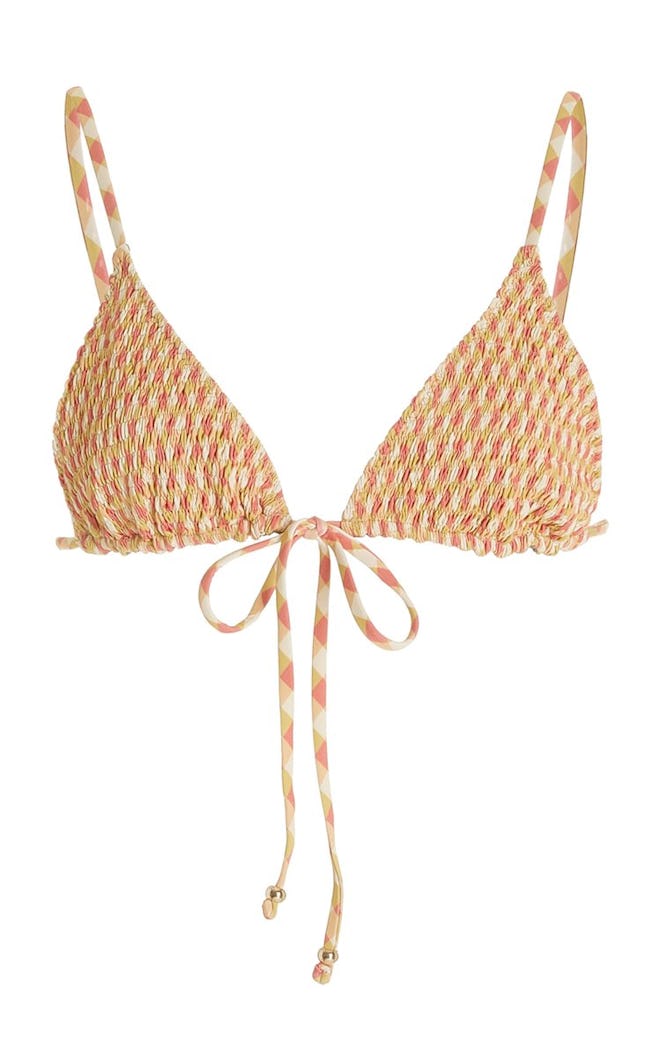 Kya Smocked Printed Bikini Top
