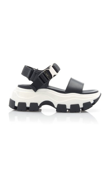 Buckled Leather And Rubber Sandals