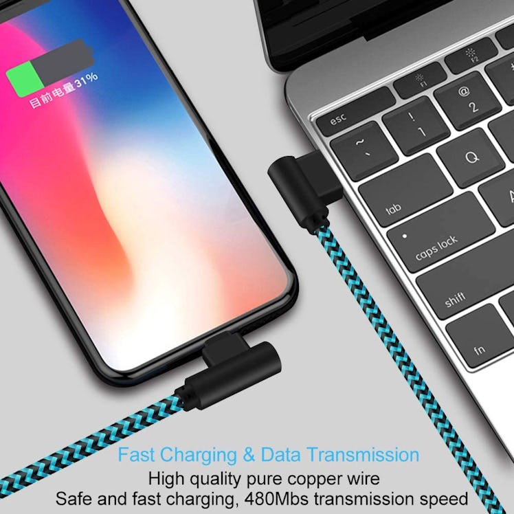 ANSEIP Right-Angle Phone Charging Cables (3-Pack)