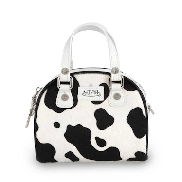 Black & White Cow Print Small Bowling Bag