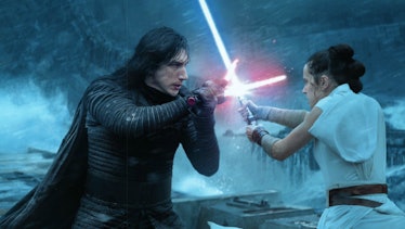 Kylo Ren and Rey in "The Rise of Skywalker"