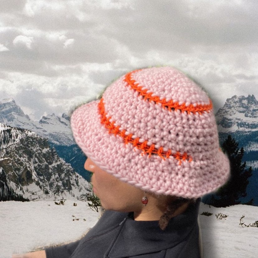 Baby pink Crochet bucket hat