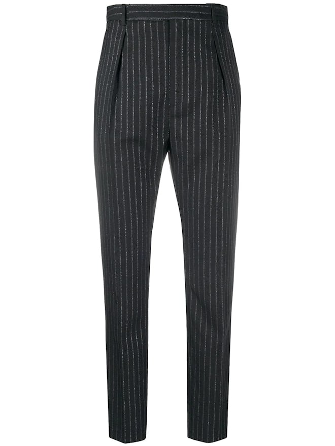 Pinstripe High-Waisted Trousers