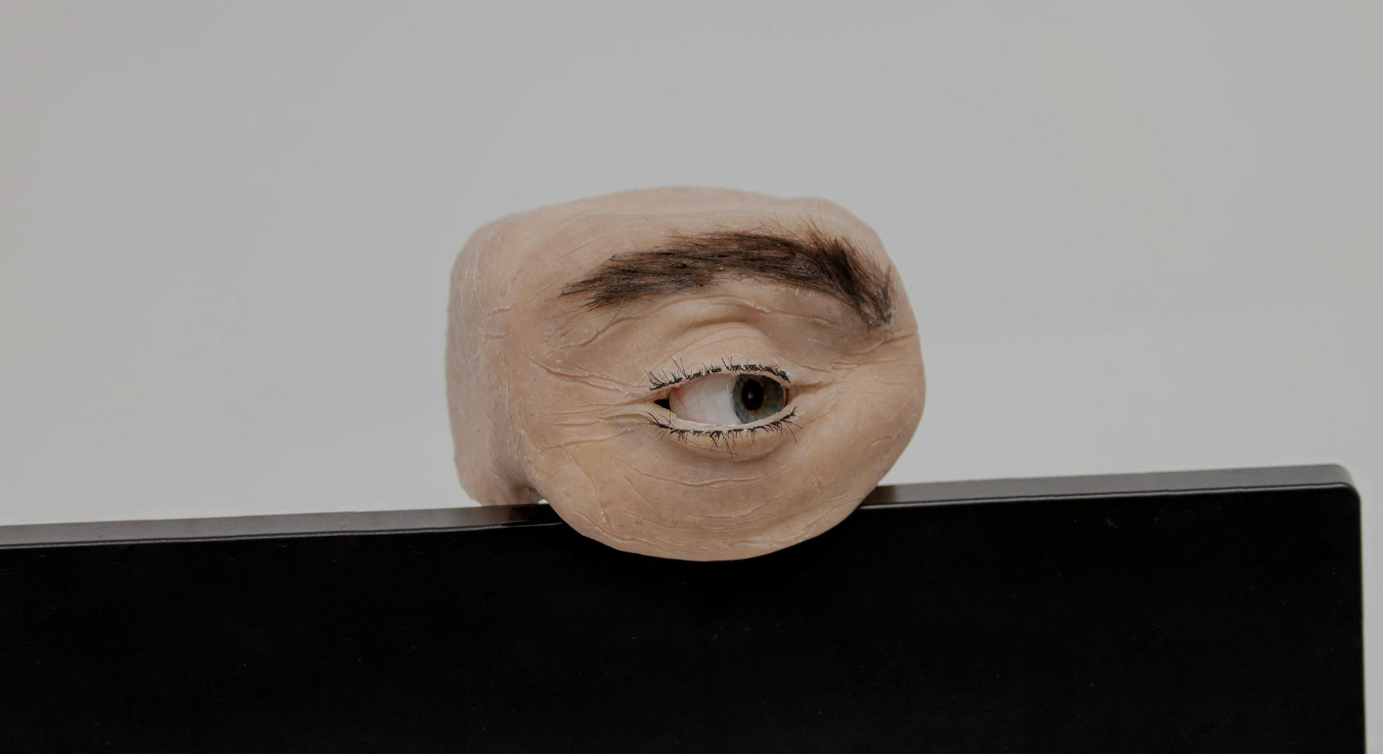 A human-like eye in the form of a webcam.