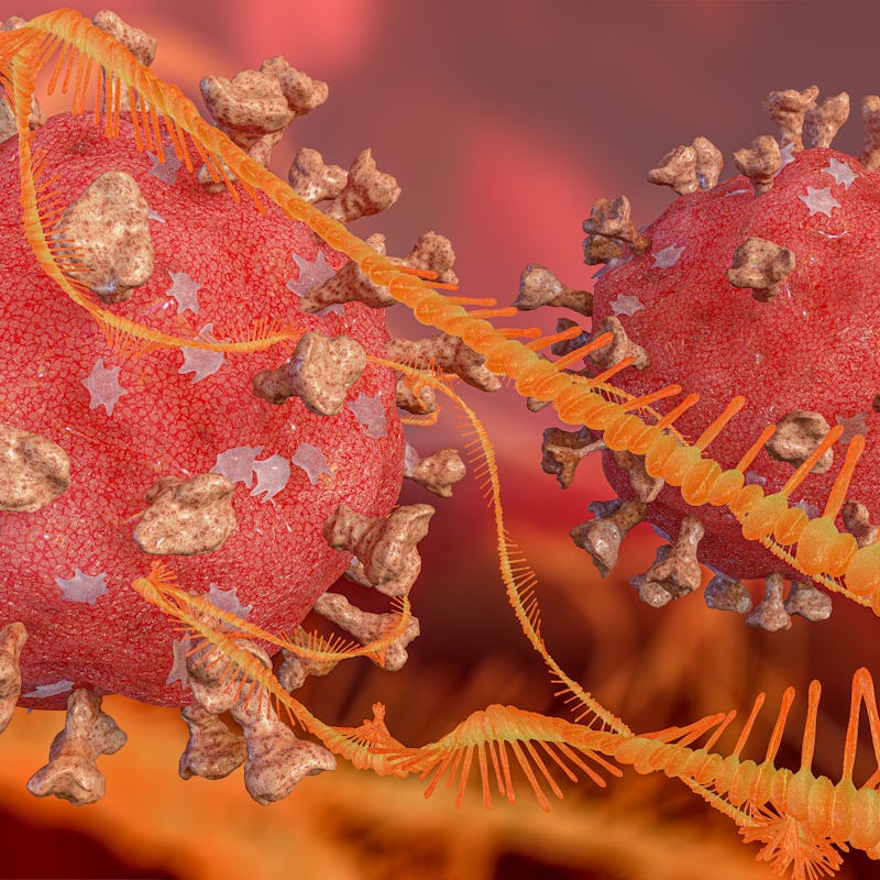 MRNA chains contained in a modern coronavirus; 3d illustration