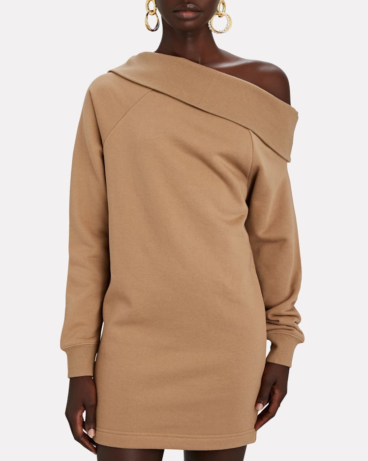 One-Shoulder Mini Sweatshirt Dress