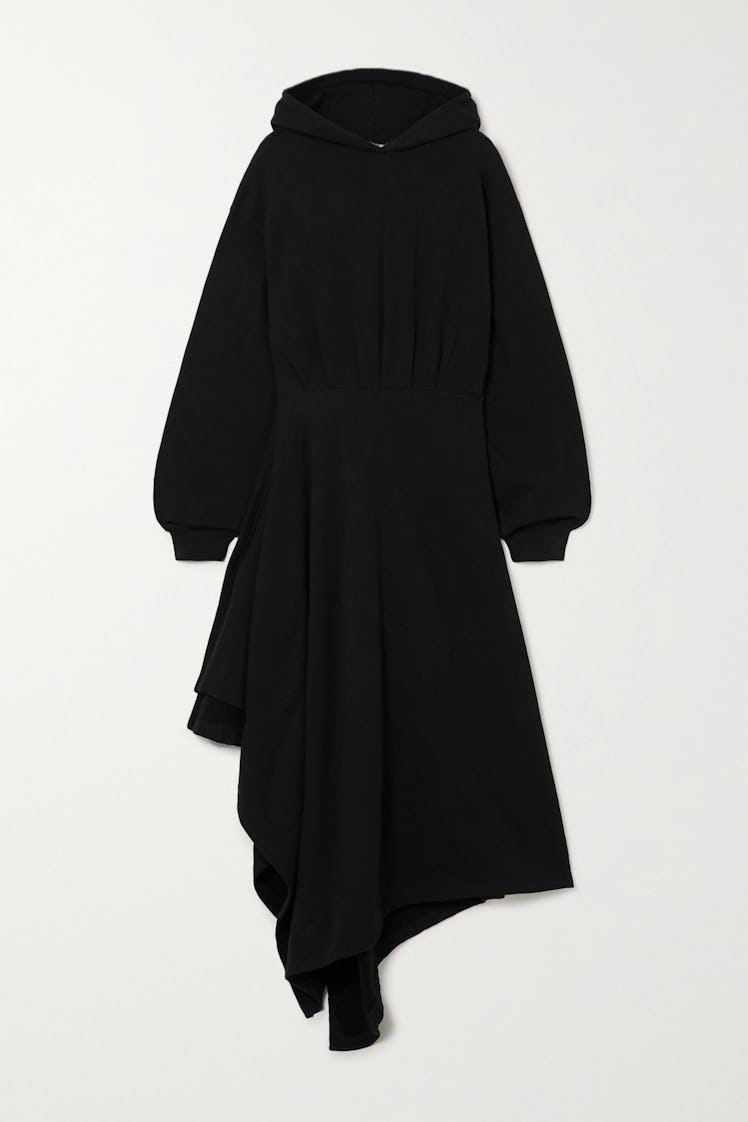 Hooded Asymmetric Cotton-Jersey Wrap Dress  