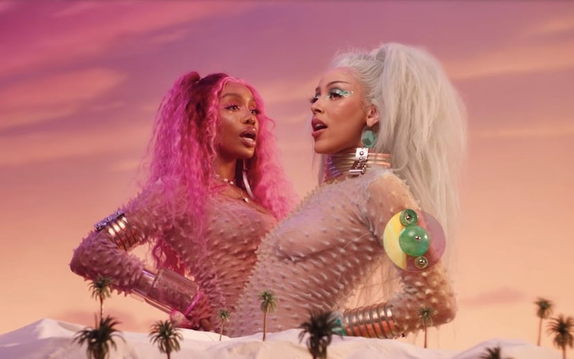 A still from Doja Cat and SZA's new video for their song "Kiss Me More."