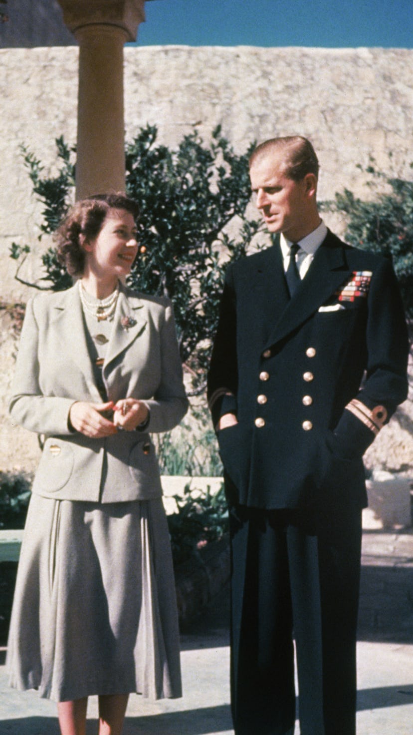 Princess Elizabeth and her husband Prince Philip, Duke of Edinburgh during their honeymoon in Malta,...